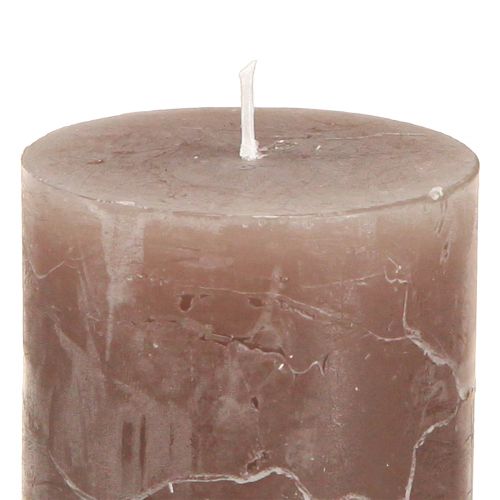 Artículo Velas de pilar lisas 3 colores marrón 60x80mm 12uds