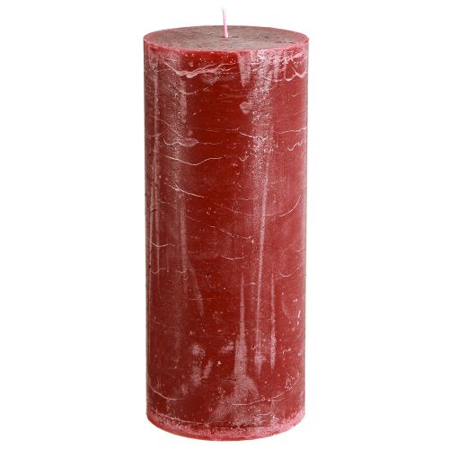 Floristik24 Velas de pilar lisas rojo oscuro 85x200mm 2 piezas