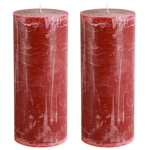 Artículo Velas de pilar lisas rojo oscuro 85x200mm 2 piezas