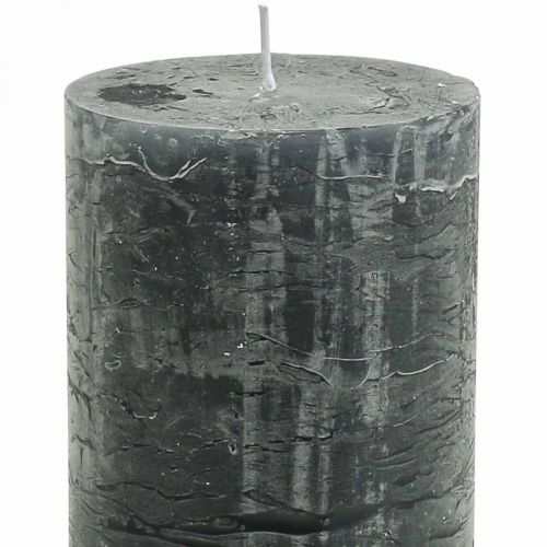 Artículo Velas de color liso antracita velas de pilar 70×120mm 4 piezas