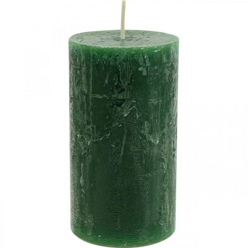 Artículo Velas de color liso velas de pilar verde oscuro 60×110mm 4 piezas