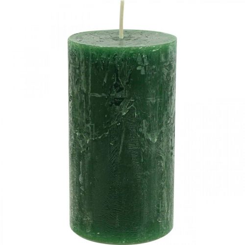 Floristik24 Velas de colores sólidos Velas de pilar verde oscuro 60×110mm 4pcs