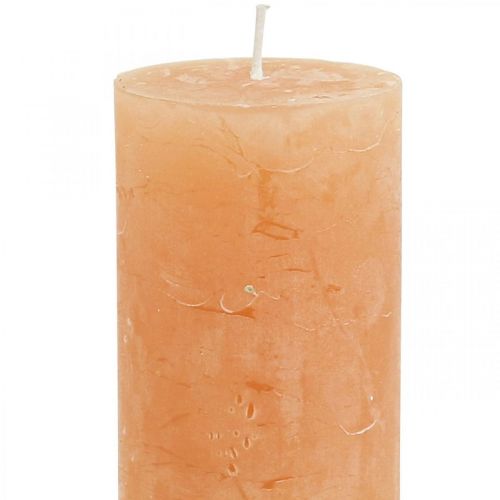 Artículo Velas de color liso Velas de pilar Naranja Melocotón 50×100mm 4 piezas
