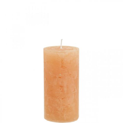 Artículo Velas de color liso Velas de pilar Naranja Melocotón 50×100mm 4 piezas