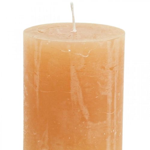 Artículo Velas de colores sólidos Velas de pilar naranja melocotón 60×80mm 4pcs