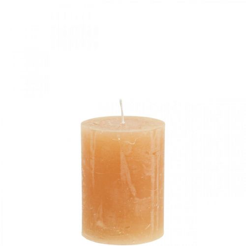 Floristik24 Velas de colores sólidos Velas de pilar naranja melocotón 60×80mm 4pcs