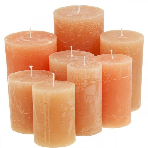 Floristik24 Velas de colores Naranja Melocotón Varios tamaños