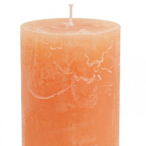 Artículo Velas de colores sólidos Velas de pilar naranja melocotón 60×100mm 4pcs