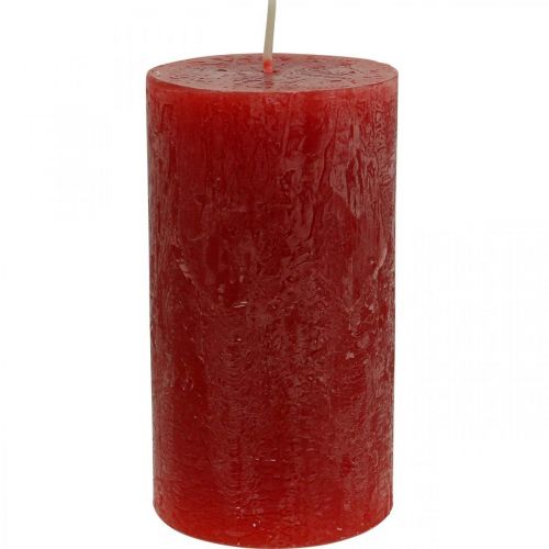 Floristik24 Velas de colores lisos rojo rústico autoextinguibles 110×60mm 4uds