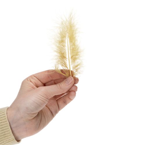 Artículo Plumas reales para manualidades en amarillo claro, 5 cm – 10 cm, 20 g
