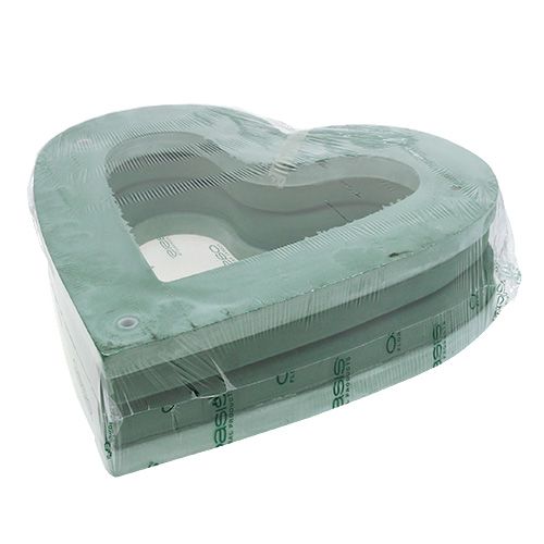 Artículo Corazón de espuma floral, material enchufable abierto, verde, 38 cm, 2 piezas, decoración de boda