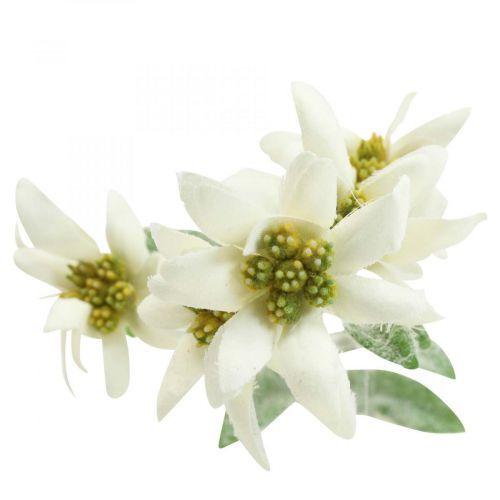 Artículo Edelweiss flor artificial blanca flocada 38cm