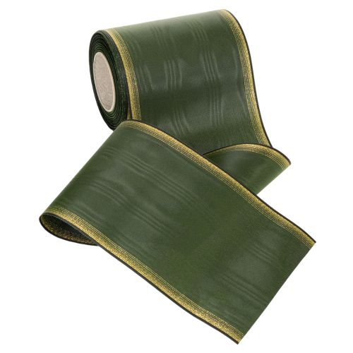 Elegante cinta de muaré verde oscuro para corona, 125 mm con borde de perla dorada, cinta de luto, decoración de boda, cinta de lazo | Floristik24.es