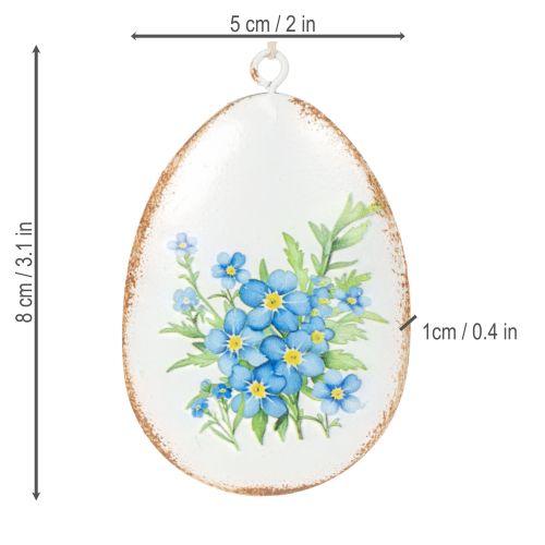 Artículo Huevos de Pascua con flores primaverales, ideales para ramos de Pascua o ventanas, 8cm, 8 piezas