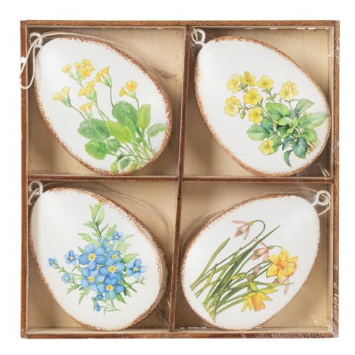 Artículo Huevos de Pascua con flores primaverales, ideales para ramos de Pascua o ventanas, 8cm, 8 piezas