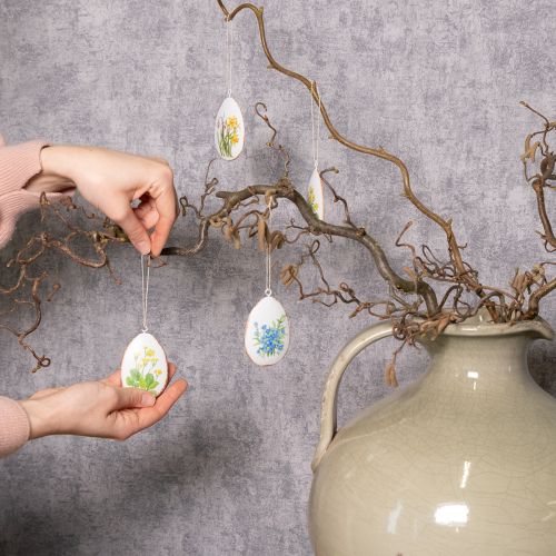 Artículo Huevos de Pascua con flores primaverales, ideales para ramos de Pascua o ventanas, 8cm, 8 piezas