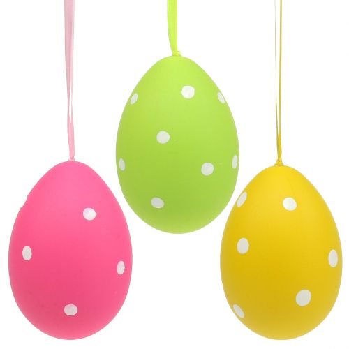 Floristik24 Huevo plástico colorido 15cm para colgar 3 piezas