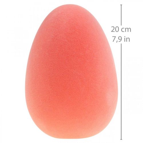 Huevo de pascua decoración huevo naranja albaricoque plastico flocado 20cm