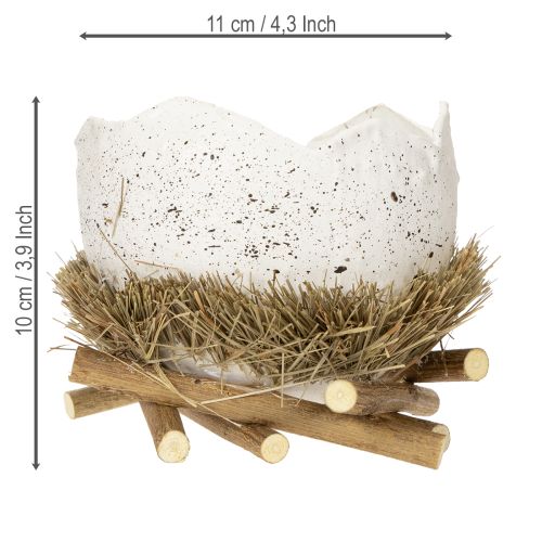 Artículo Cuenco nido de Pascua en forma de huevo para decoración primaveral 11cm 4 piezas