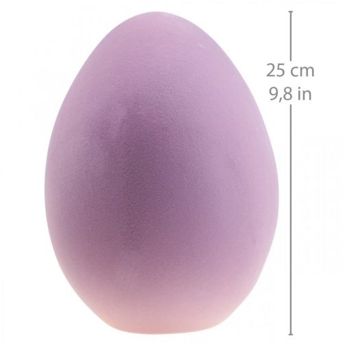 Floristik24 Huevo de Pascua huevo decorativo de plástico morado lila flocado 25cm