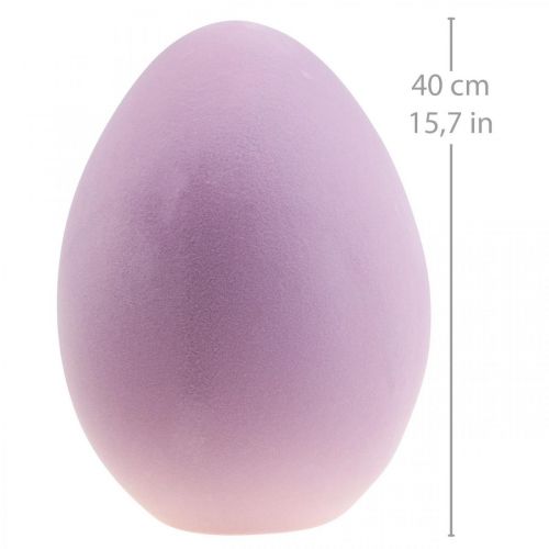 Artículo Huevo de Pascua plástico grande huevo decorativo morado flocado 40cm