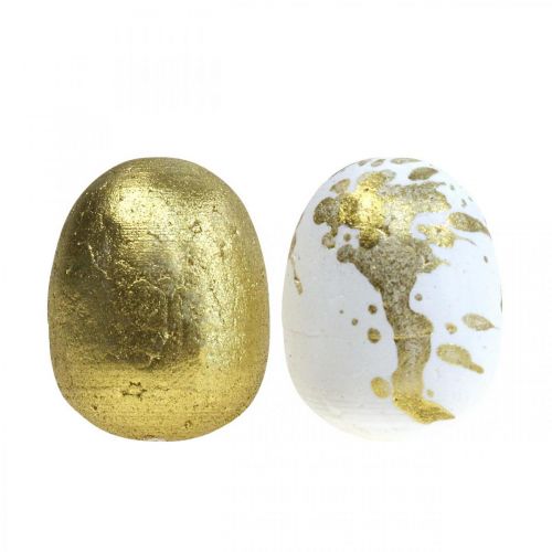 Floristik24 Huevos de poliestireno Huevos de Pascua de poliestireno decoración en oro blanco 3cm 32 piezas