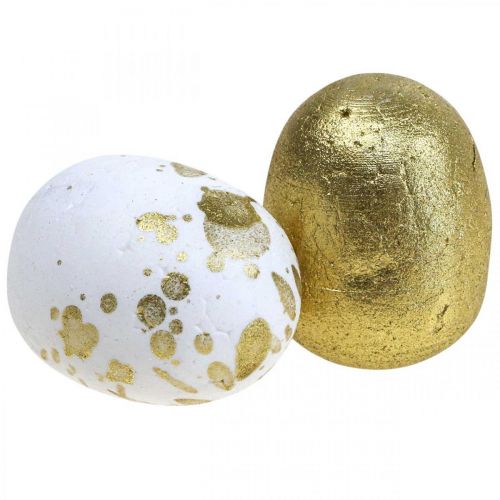Floristik24 Huevos de poliestireno Huevos de Pascua de poliestireno decoración en oro blanco 3cm 32 piezas