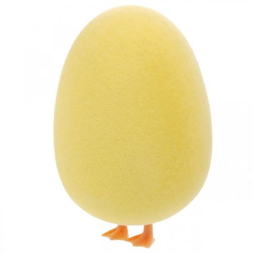Artículo Huevo de Pascua con patas Figura decorativa amarilla Huevo de Pascua Decoración H13cm 4 piezas