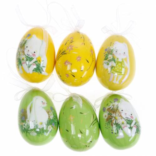 Floristik24 Ramo de huevos de Pascua decorativo para colgar amarillo, verde surtido H7cm 6ud