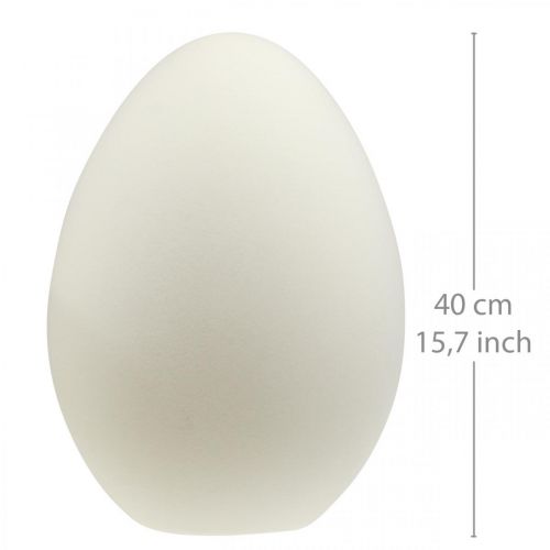 Floristik24 Huevo de Pascua grande crema huevo decorativo flocado escaparate decoración 40cm
