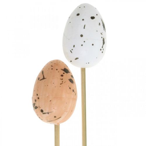 Artículo Huevos de codorniz artificiales en un palo huevo deco decoración de Pascua 4cm 18pcs