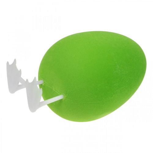 Artículo Huevo de Pascua con pies huevo decorativo flocado verde Decoración escaparate Pascua H25cm