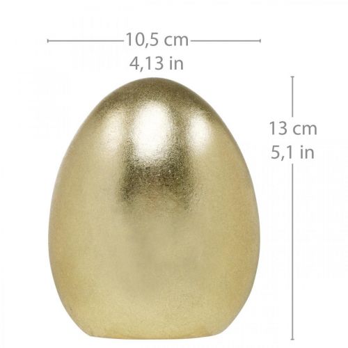 Artículo Huevo decorativo dorado, decoración para Pascua, huevo de cerámica H13cm Ø10.5cm 2pcs