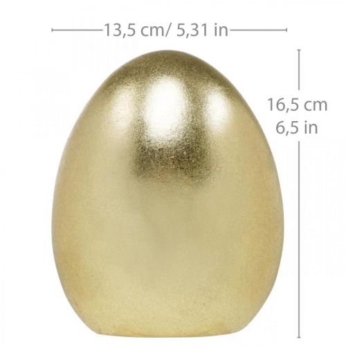 Artículo Huevo de cerámica dorado, decoración noble de Pascua, objeto decorativo huevo metálico H16.5cm Ø13.5cm