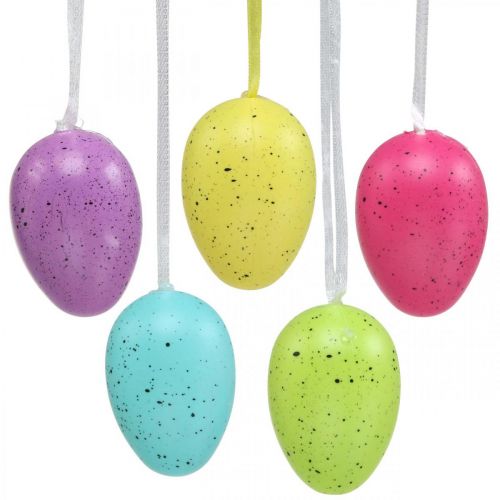 Floristik24 Huevo de pascua para colgar huevo de plastico colores surtidos H6cm 12 piezas