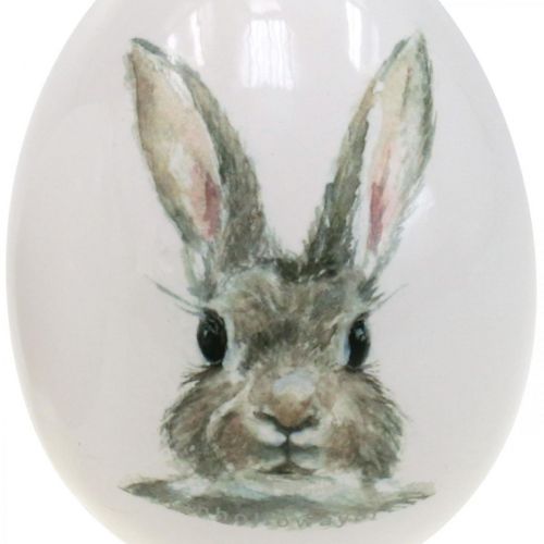 Huevo decorativo con motivo de conejo de pie, decoración de Pascua, conejo sobre huevo Ø8cm H10cm juego de 4