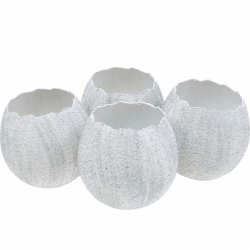 Floristik24 Macetero Cáscara de huevo Decoración de Pascua Huevo decorativo Plata Al. 11 cm 4 piezas