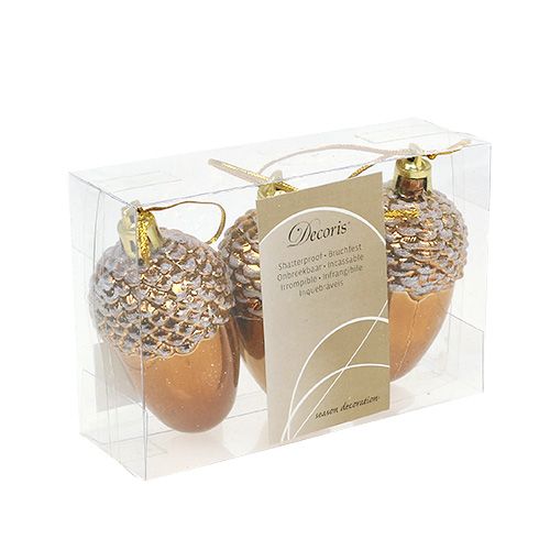 Floristik24 Bellota para colgar Marrón 7,5cm 3pcs