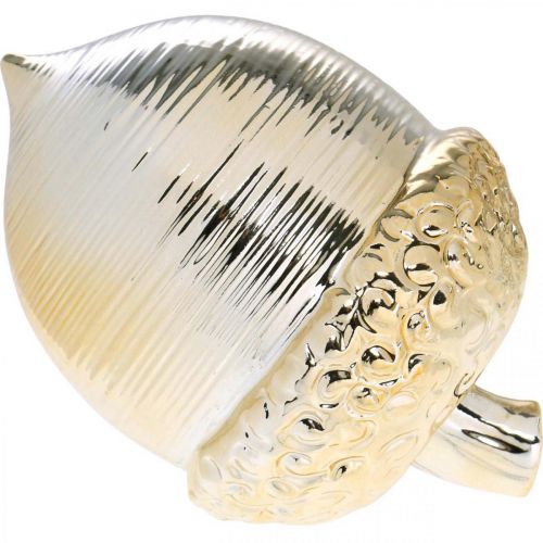 Floristik24 Decoración de mesa dorada de cerámica de bellota decorativa Navidad 13,5 cm 2 piezas