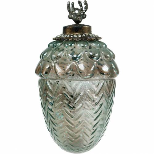 Floristik24 Bellota decorativa de vidrio verde 20cm 2pcs decoraciones para árboles de Navidad