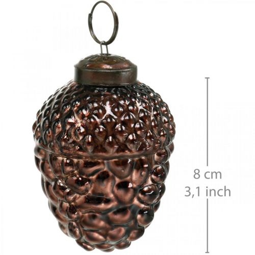 Floristik24 Conos decorativos marrones de cristal bellota para colgar decoración de adviento 5,5×8cm 12pcs