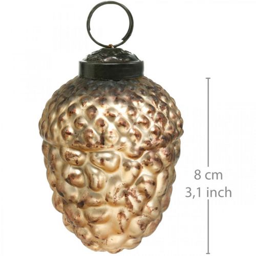 Floristik24 Bellota vidrio dorado vintage deco conos decoraciones para árboles de Navidad 5.5 × 8cm 12pcs