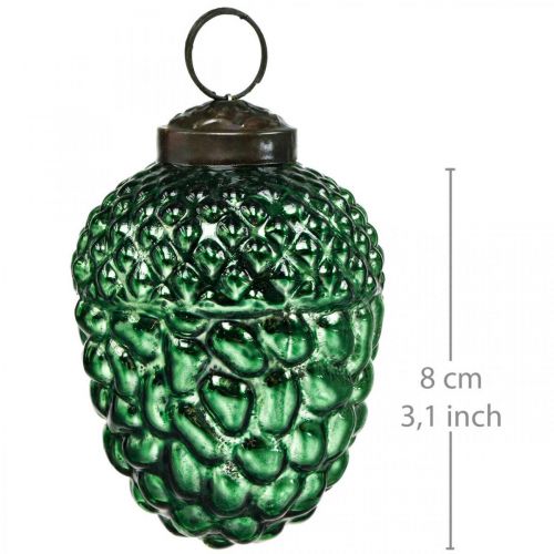 Floristik24 Bellota vidrio verde otoño decoración conos adornos para árboles de Navidad 5,5 × 8 cm 12 piezas