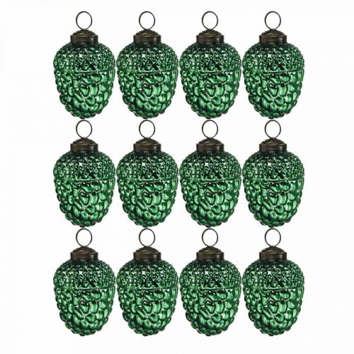 Floristik24 Bellota vidrio verde otoño decoración conos adornos para árboles de Navidad 5,5 × 8 cm 12 piezas