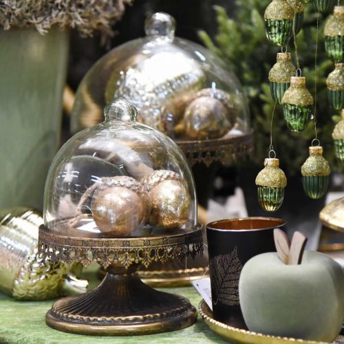 Artículo Bellota colgante decorativo, frutas de otoño, adornos para árboles de Navidad con decoración dorada Al8cm Ø6cm 4ud