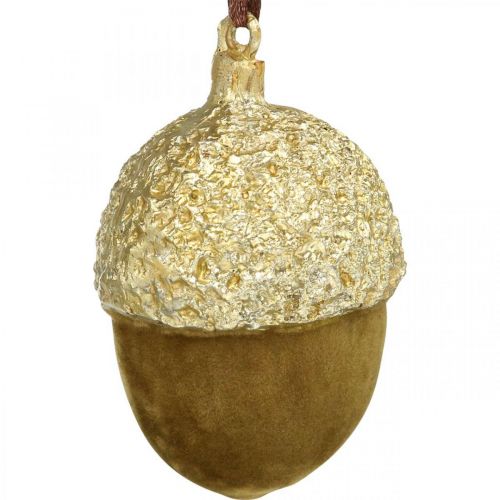 Artículo Bellotas para colgar, Adviento, decoración de árbol, decoración de otoño H6,5cm Ø4cm 6 uds.