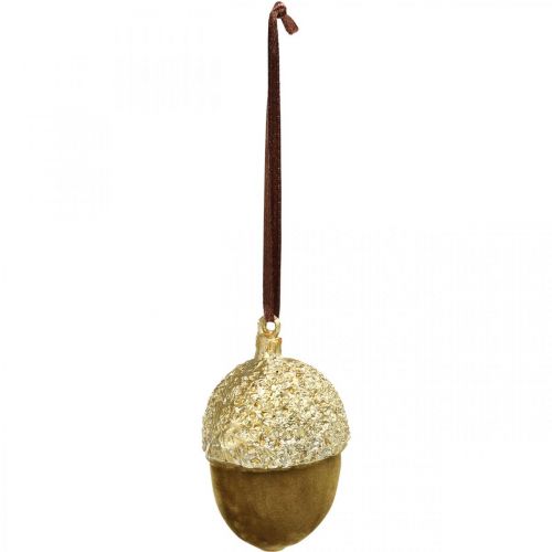 Artículo Bellotas para colgar, Adviento, decoración de árbol, decoración de otoño H6,5cm Ø4cm 6 uds.