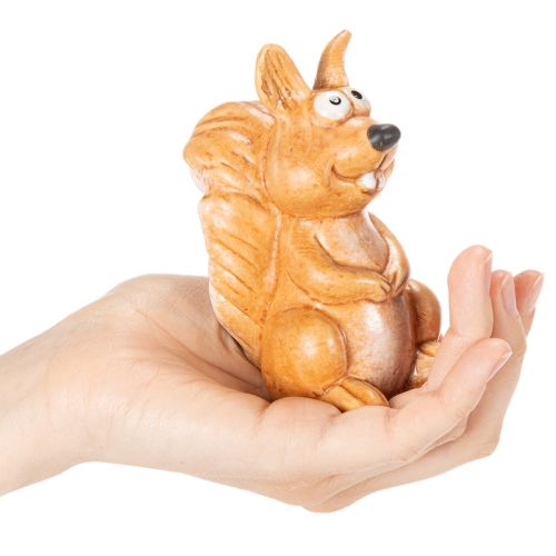 Figura de ardilla sentada para decoración otoñal, 10 cm. | Floristik24.es