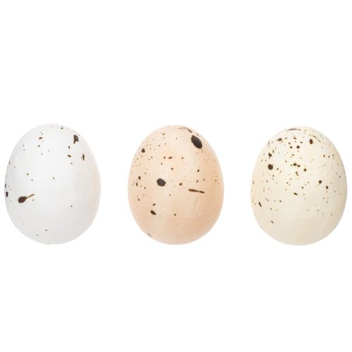 Artículo Huevos de Pascua decorativos con superficie moteada para arreglos primaverales, 3 cm, 24 piezas