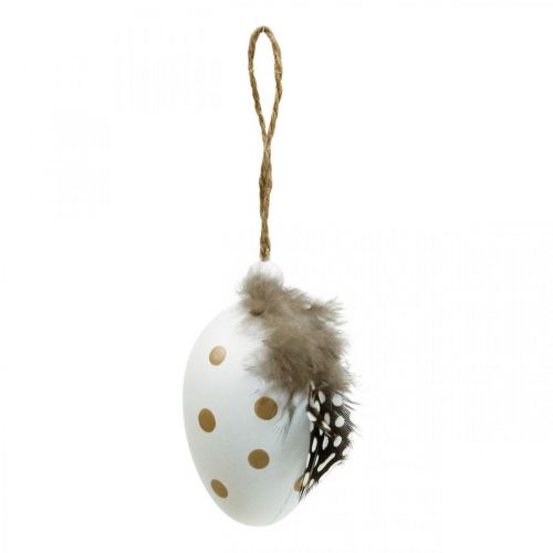 Floristik24 Huevos de pascua para colgar huevos decorativos con pluma Al. 6 cm 6 uds.